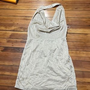 gold/sparkly, dress, never worn, cowl neck